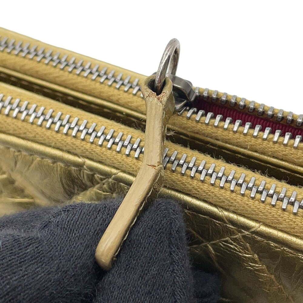 CHANEL Gold Lambskin Leather Logo Shoulder Bag - Picture 15 of 16